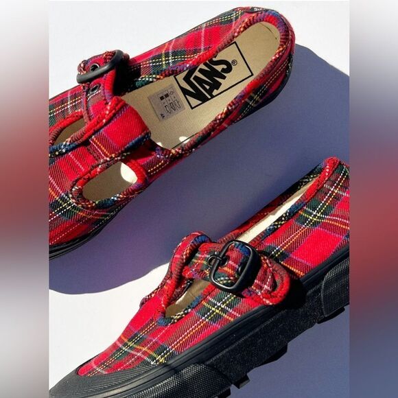 🔥 VANS STYLE 93 PLAID MARY JANE SNEAKER IN PLAID RED/BLACK Size 4.5 Men 6 Women - Picture 8 of 10